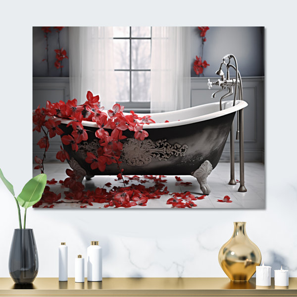 One Allium Way® Red Floral Bath I Bath & Laundry Metal Wall Decor